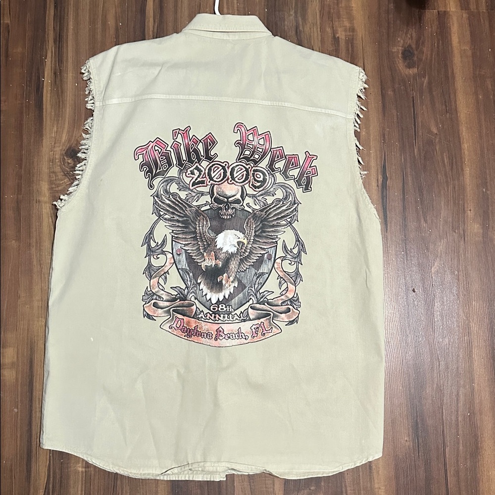 Vintage 2009 Biker Week Sleeveless Denim Shirt